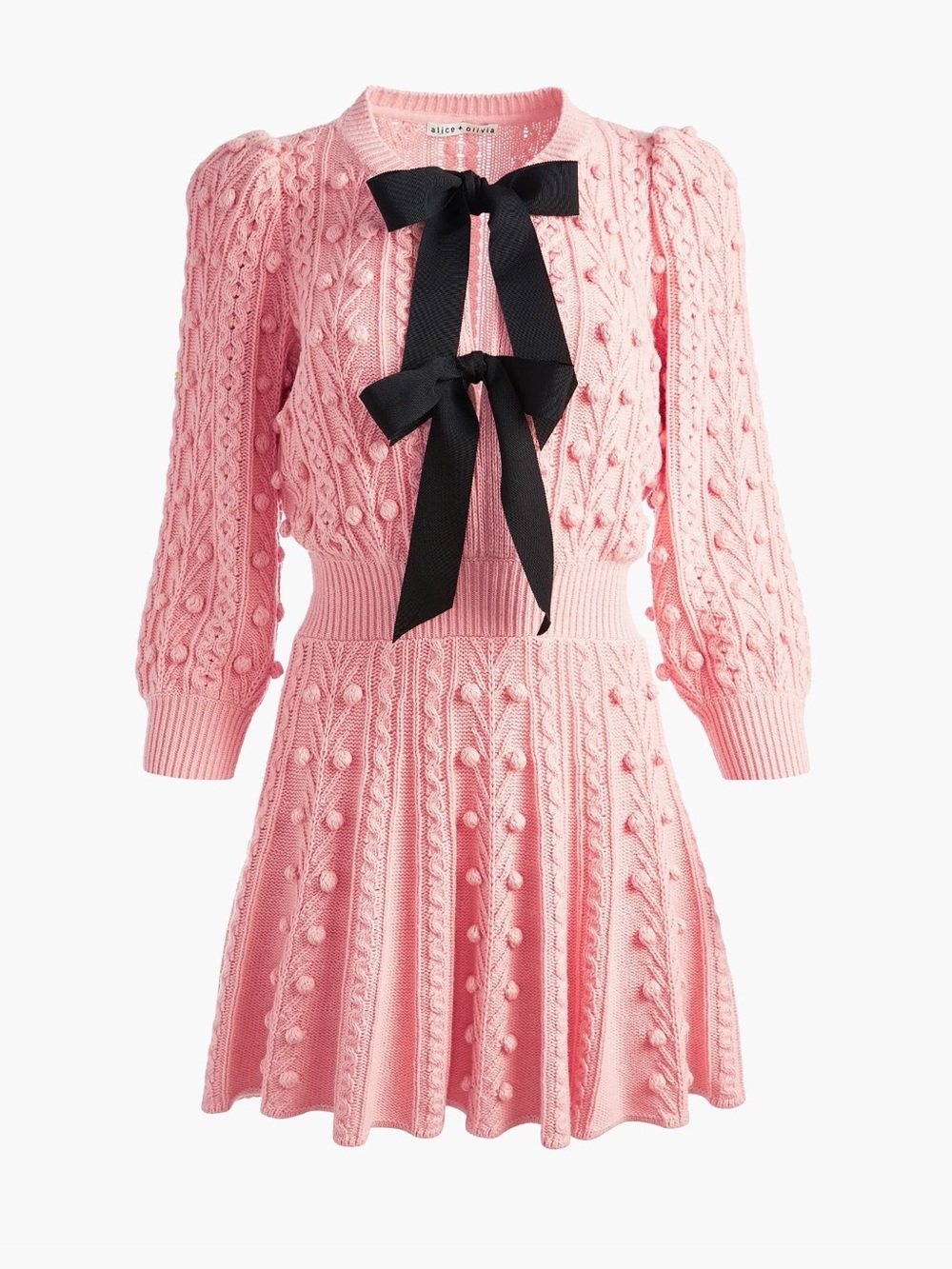 NWT Alice + Olivia Pink Kitty Bow Sweater Dress Size M